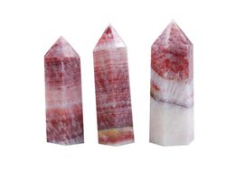 Natural crystal point rhodolite rough stone crafts ornaments Ability Quartz Pillar Mineral Healing wands Reiki Energy tower7183804