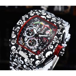 36% OFF watch Watch Top digite version Skeleton Dial All Richa Fibre Pattern Case Japan Sapphire Mens Rubber Sport