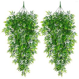 Decorative Flowers Artificial Green Plants Leaf Rattan Simulation Outdoor Plastic Household Garden Decor Trailing Flower Hanging Wall
