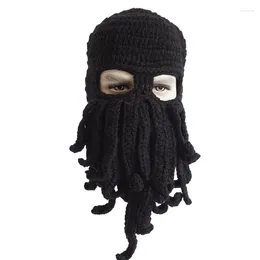 Berets Mens Womens Funny Sea Creature Hat Crochet Cthulhu Squid Octopus Beanie Hats Ski Mask Knit Bread Black Grey Yellow Navy Green