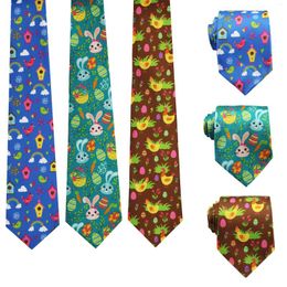 Bow Ties Happy Easter Colourful Eggs Men'S Necktie Classic Tie For Casual Occasions Date Wedding Party Gift