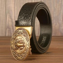 Belts The Twelve Zodiac Animals Belong To Sheep And Automatic Buckle For Men's Cowhide Crocodile Pattern Pants Belt