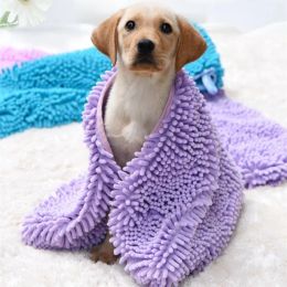 Towels Pet Drying Towel Ultraabsorbent Dog Bath Towel Blanket Fibre Chenille Puppy Dog Clean Towel Pet Product Dog Blanket