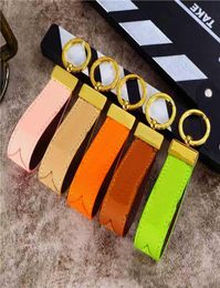 Official Designer Car leather keychain straps fashion female mens cute long high quality golden key Metal Pendant Bag Decoration8079395