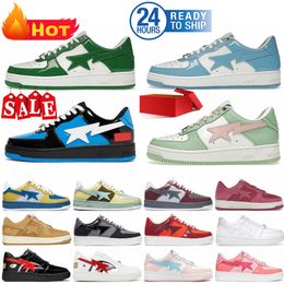 2024Designer Sta Casual Shoes Low Top Men and Women Grey Yellow Camouflage Skateboarding Sport Bapely Sneakers Outdoor Shoes Waterproof leather Size 36-45 with box