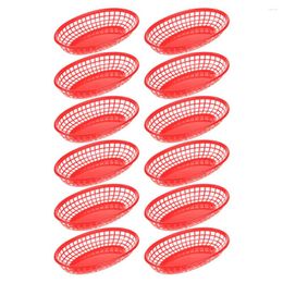 Dinnerware Sets 12 Pcs Chips Basket Serving Tray Plastic Fruit Fried Chicken French Fries Storage Fast Plate