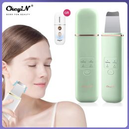 Scrubber CkeyiN Ultrasonic Skin Scrubber EMS Ion Import Facial Lifting Vibration Massager Deep Face Pore Cleansing Blackhead Remover Tool