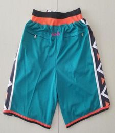 New Shorts 1996 All Stars Team Shorts Vintage Baseketball Shorts Zipper Pocket Running Clothes Teal Green Color Just Done Size SX2244829