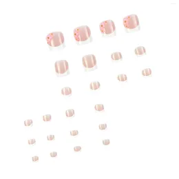 False Nails Light Pink Rhinestone Decor Square Fake Toenails Full Cover Artificial Nail Tips For Women And Girl Salon