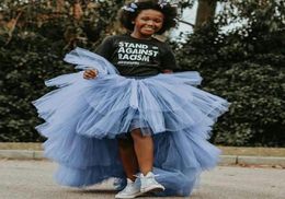 Fashion Ruffled Tulle Tutu Kids Skirt High Low Tiered Child Wedding Party Skirts Mommy and Me Birthday Party Dress Poshoot8889958