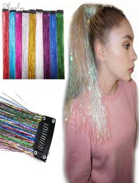 Glitter Hair Extensions Sparkle Hair Tinsel with Clip Highlights False Strands 1pc Clip In Bling2532165