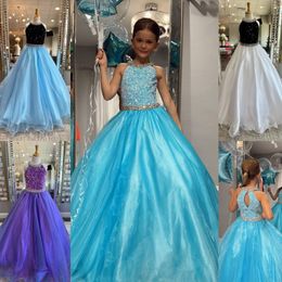 Orchid Girl Pageant Dress 2024 Crystal Shimmer Sequin Velvet Little Kid Birthday Formal Cocktail Party Gown Toddler Teens Preteen Tiny Young Junior Miss Aqua Multi