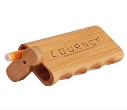 COURNOT Natural Bamboo Dugout Wood Case With Ceramic One Hitter Bat Pipe 78mm Cigarette Philtres Pipes Smoking Pipes DHL8262856
