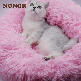 Mats NONOR Super Soft Cat Bed for Large Big Small Dog Cat House Round Plush Mat Sofa Puppy Cushion Mat Portable Cat Supplies