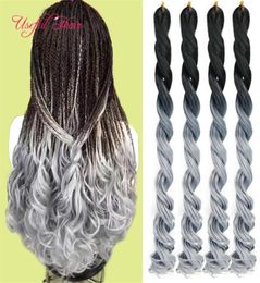 Big wave Bouncey curly sea body braiding hair Extensions 24inch Crochet Braids long Synthetic Hair Extensions Ombre curly with blo8362243