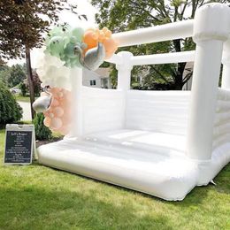 White Bounce House Outdoor Inflatable full PVC Bouncy Castle Moon kids Bouncer Houses Bridal jumping bed Wedding jumper with blower free ship