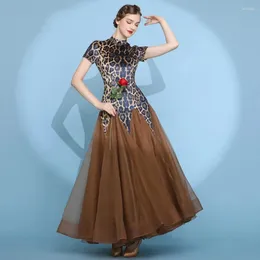 Stage Wear Waltz Ballroom Competition Dress Dance Practise Clothes Performance Costume Leopard Evening Party Gowns Concert Outfits