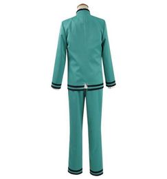 Saiki K Cosplay Uniform Kusuo no Psi Nan Blue Suit Pink Wig Handmade Hairpin Anime Costume Green Glasses Halloween Outfit Y09135628063