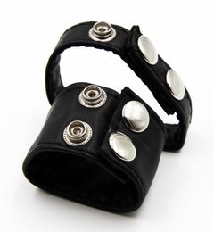 Leather Ball Stretcher CBT Weigth Balls Two Buttons Penis Rings Sex Toy For Men Fetish Fantasy Gear5912644