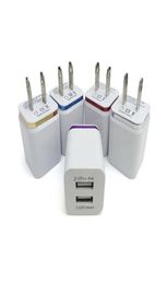 5V 21A10A Double USB AC adapter home travel wall charger with dual ports EU US plug 5 Colours cell phone chargers7594966