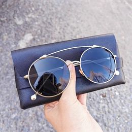 Sunglasses Retro Double Bridges 2024 Designer High Quality Metal Sun Glasses Fashion Men Round UV400