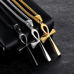 Pendant Necklaces Vintage Cross Men Stainless Steel Amulet Egyptian Ankh Crucifix Symbol Chokers Chains Women Jewellery Gifts