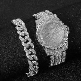 Relógios femininos dome câmeras relógio pulseira para mulher cubana corrente charme pulseira iced out relógio para mulher moda luxo gold298f