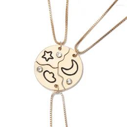 Pendant Necklaces 3pcs/Set Trend Personality Three-in-one Necklace Stars Moon Cloud Jewellery Detachable Friend BBF Party Gift