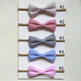 Hair Accessories Boutique 20pcs Fashion Striped Bow Super Soft Nylon Headbands Solid Bowknot Hairbands Born Pography Drops Headwear