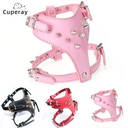 Harnesses Personalised Simulated Leather PU Dog Studded Chest Strap Punk Studded Dog Harness Adjustable for Dog Going Out Dog Accessories