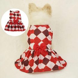 Dog Apparel Soft Comfortable Pet Wear Fashionable Plaid Bow Dress For Pets Comfort Style Dogs Cats Parties Birthdays Weddings