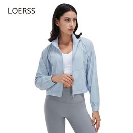 Lu Align LOERSS Outfit T-Shirt Sport Jacket Sun-proof Women Top Gym Yoga Fitness Running Loose Coat Elastic Quick Dry Zipper Womens Jogger Gry Lu-08 2024