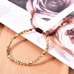 Charm Bracelets Handmade Friendship Buddhist Cotton Rope Tibetan Braided Bracelet Bangles Copper Beads Wrist Jewellery