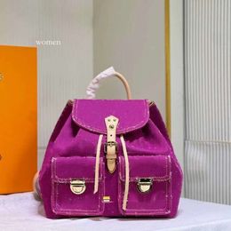 حقيبة الكتف على الظهر رعاة البقر 5A حقيبة كتف 44460 Women Back Pack Packts Passhed Flower Flower Letters Leather Leather Men Facts Crossbody Pags