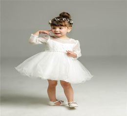 New Baby Girl Christening Gown Infant Girls Princess Lace Long Sleeve Baptism Dress Toddler Baby Clothing 85151534288