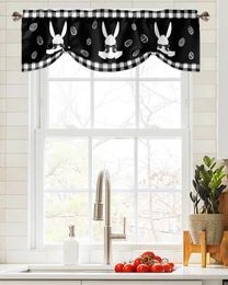 Curtain Easter Plaid Short Window Adjustable Tie Up Valance For Living Room Kitchen Drapes