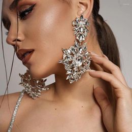 Dangle Earrings Exaggerated Geometric Rhinestone Wedding Accessories Luxury Oversize Crystal Pendant Party Jewellery Gift