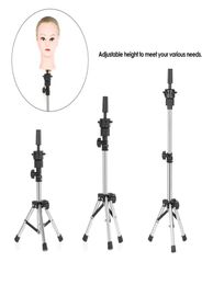 Adjustable Wig Stand Hairdressing Tripod Stand StainlessSteel Training Mannequin Head Holder Clamp Hair Wig False Head Mould Stands9787430