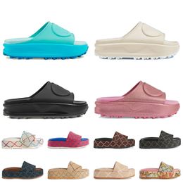 2024 OG Fashion Canvas Designer Sandals Women Platform Slides Flat Slippers Pink Black Green Cream White Sliders Rubber Plate-forme Sandale Beach Shoes Size 36-45