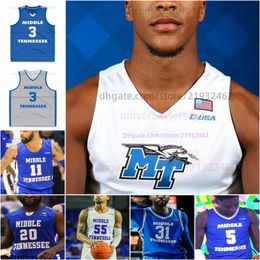 Custom Middle Tennessee Basketball Jersey NCAA stitched jersey Any Name Number Men Women Youth Embroidered Elias King Tre Green Chris Loofe Jacob Johnson