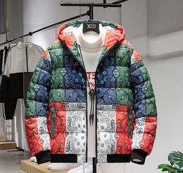 Winter Down Jackets Coat Parka Bandana Paisley Pattern Harajuku Hip Hop Hooded Jackets for Men Outwear Windbreaker Streetwear1294099