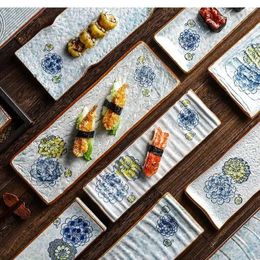 Plates 10 Inch Tableware Rectangle Sushi Plate Ceramic Dinner Home Dessert Japanese Cuisine Flat Kitchen Supplies