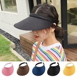 Berets Breathable Sun Hat Linen Versatile Unisex Adjustable Elastic Band Wide Brim Anti-uv Protection For Women