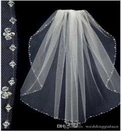 Short Bridal Wedding Veils Beaded Edge Tulle One Layer Bride Head Veils Wedding Bridal Accessiories2681186
