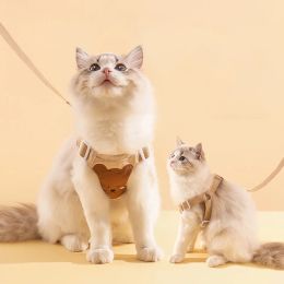Sets Cute Cartoon Cats Harness Leash Set Adjustable Breathable Animal Chest Strap Medium Small Dog Harness Pet Supplies Accessories