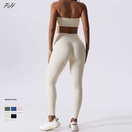 Lu Align Set Align Lemon Seamless Outfits Sexy Gym Sportswear Suits Fitness High Waist Sports Leggings Strapless Bra For Women LL Lu Jogger Jogger Gry Lu-08 2024