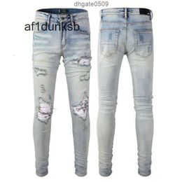 Rip Worn amari Mens amirl Small amirlies Fit am Patch amis Out imiri Foot amiiri Slim Trendy Tight Cross Pants Print Wash Wearing Cycling Elastic Jeans Neutralqm 0B9D