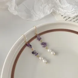 Dangle Earrings Natural Irregular Raw Stone Amethysts Freshwater Pearl Quartz For Women Luxury Quality Jewelry Girl Gift