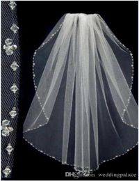 Short Bridal Wedding Veils Beaded Edge Tulle One Layer Bride Head Veils Wedding Bridal Accessiories6240476