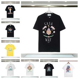 T-shirt da uomo T-shirt da uomo firmate T-shirt con funghi arcobaleno Stampa lettera T-shirt a maniche corte in cotone sciolto da uomo Casa Blanca Camicia da donna JHVD